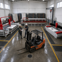 HOYUN Machinery Centre d'usinage CNC pour pierre, Scie à pont 5+2 axes, Polisseuse de chants, Ligne de traitement de pierre 3 en 1