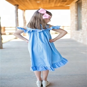 ชุดชายหาดเปิดไหล่สุดคลาสสิกสีน้ำเงินสำหรับผู้หญิง,ชุดคลุมเอวสูงสไตล์เจ้าหญิงตัวน้อยทันสมัยพร้อมการตกแต่งจีบขอบสำหรับฤดูร้อน - Product Image 4