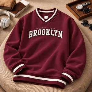 เสื้อสเวตเชิ้ตคอวีทรงหลวมสำหรับผู้ชาย แบรนด์ Brooklyn Athletic Dept ผ้าฝ้ายเฟรนช์เทอร์รี่ สวมใส่สบายๆ สำหรับฤดูใบไม้ร่วง ระบายอากาศได้ดี - Product Image 5