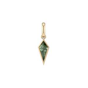 จี้ทองคำแท้ 14k 18k รูปโล่ห์ประดับมอสซาไนต์สีเขียว ดีไซน์เรียบหรู พร้อมสายคล้องแบบ Toggle สำหรับผู้หญิง ขายส่ง - Product Image 3