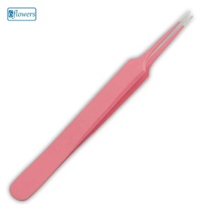 Pinzas para cejas con punta puntiaguda 6flowers, acero inoxidable, duraderas, clásicas, cómodas, de precisión, ligeras, color rosa - Product Image 1