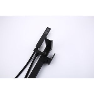 Rubinetto per vasca da bagno monocomando nero opaco con doccetta, a pavimento, per bagno - Product Image 2