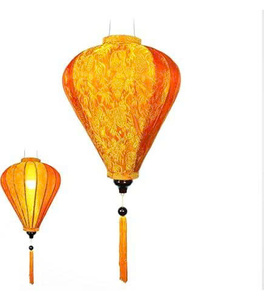 Silk Lanterns With Elegant <b>Bamboo</b> Frame For Lantern Ceiling Lamp Installation At Restaurants In Vietnam - Product Image 5