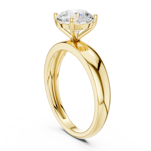 Bague de fiançailles minimaliste en diamant rond brillant cultivé en laboratoire, plaqué or, bijoux pour femmes, anniversaire de mariage - Product Image 4