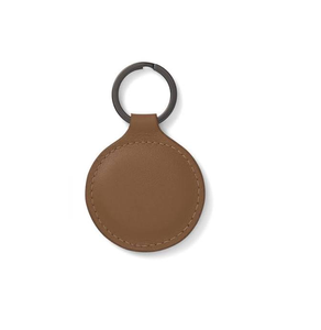 Leather <b>Key</b> Chain Oval Shape Tan Color Simple Design Durable Stitching Metal <b>Ring</b> Customized Sale - Product Image 3