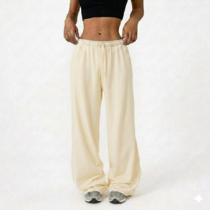 Pantalon décontracté uni coupe droite, confortable, écologique, respirant, séchage rapide, imperméable, en polaire, avec cordon de serrage, pour l'été, coupe évasée - Product Image 5