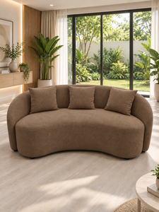 Sofá Curvo Cello Marrón de Emerald Sofa, Sofá Redondo Moderno y Contemporáneo para Sala de Estar o Estudio, Fabricante de Sofás con Tela Personalizada - Product Image 2