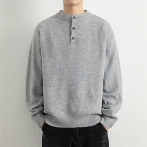 Men's Custom <b>Henley</b> Sweater <b>Long</b> <b>Sleeve</b> Knitted Pullover Button Neck Warm Soft Casual Winter Sweater OEM ODM Wholesale Clothing - Product Image 6