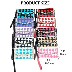 Cartera de Mujer de Cuero a Cuadros Hecha a Mano, de Moda, Venta Caliente 2026, Cartera de Cuero Genuino de Lujo Popular con Correa de Muñeca Desmontable - Product Image 2