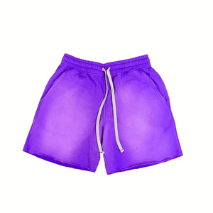 <b>Cropped</b> <b>Men's</b> Sports Shorts Summer Knit Casual Mid-length Slim Straight High Waist Drawstring Front Quick Dry Breathable - Product Image 3
