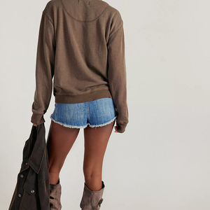 New Product Women's Autumn V Neck <b>Brown</b> Button Up Knitted Sweatshirt Long Sleeve Casual Plus Size Loose Fit Pullover Women Sweat - Product Image 2