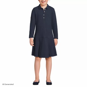 Uniforme Escolar para Niñas Vv, Vestido Polo de Manga Larga 100% Algodón Tejido - Product Image 1