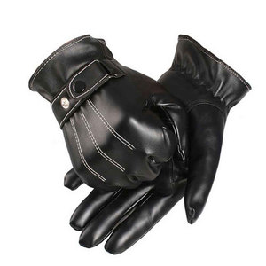 Gants tactiles en cuir décontractés pour hommes – Doux, chauds, écologiques, longueur poignet, pour l'hiver - Product Image 1