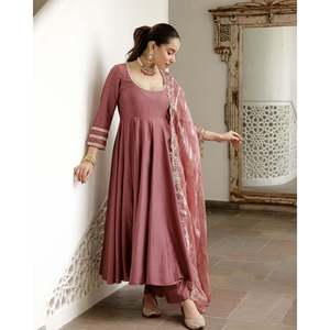 Designer XL Chiffon <b>Top</b>-Bottom and Dupatta Set with Embroidery Work - Product Image 5
