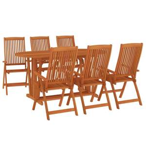 Ensemble de salle à manger de jardin en bois d'eucalyptus massif brun rougeâtre, 7 pièces - Product Image 3