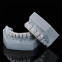 Grillz de Dientes de Lujo Ajustables de Plata con Diamantes de Alta Demanda para Mandíbula Superior/Inferior, Ajuste Cómodo