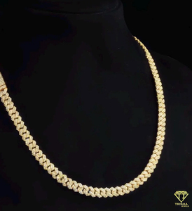 Collier chaîne cubaine pour hommes et femmes, plaqué or 18 carats, style hip-hop, avec diamants Moissanite, bijoux de luxe scintillants - Product Image 6