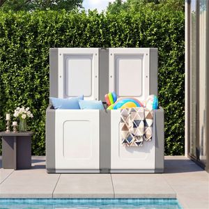 <b>Large</b> Outdoor 53-Gallon PP Deck <b>Storage</b> <b>Box</b> with <b>Lockable</b> Lid and Side Handles Gray-Waterproof - Product Image 2