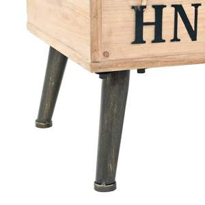 Panca portaoggetti in legno naturale con tessuto grigio, mobile da soggiorno - Product Image 6