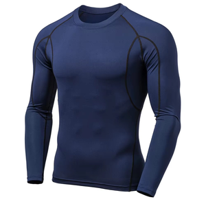 T-shirt de compression à manches longues pour homme, respirant, anti-humidité, en tissu extensible, pour la gym, avec logo personnalisé, vente en gros, vêtements de sport - Product Image 1