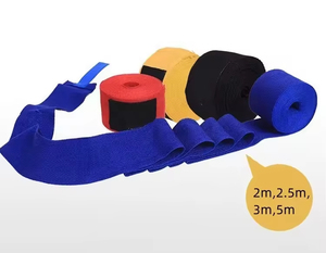Breathable Cotton Boxing Hand <b>Wraps</b> With Velcro Closure Unisex for Adults in White <b>Black</b> Red Blue Yellow - Product Image 3