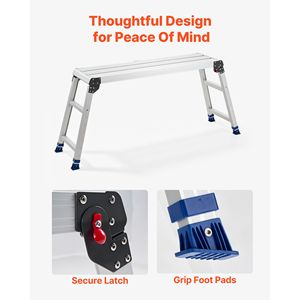 Plataforma de Trabajo Plegable de Aluminio de Alta Resistencia, Altura Ajustable de 23-34.5 Pulgadas, Taburete de 40 x 12 Peldaños, Capacidad de 500 Libras, Antideslizante - Product Image 6
