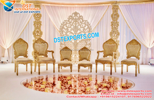 Wedding Wooden White & Gold Mandap <b>Chairs</b> Modern Golden <b>Hand</b> Carved Vidhi <b>Chairs</b> Set Traditional Wooden Carved Mandap <b>Chairs</b> UK - Product Image 6