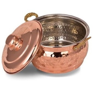 Bol de service en cuivre de qualité alimentaire avec doublure en acier inoxydable, fait main, pour restaurant, maison, hôtel, vaisselle de table - Product Image 1