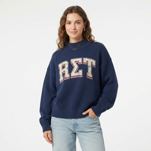 Sudadera Casual de Cuello Alto para Mujer, Holgada y Oversize, con Diseño Gráfico de Letras Griegas Bordadas Personalizadas - Product Image 4