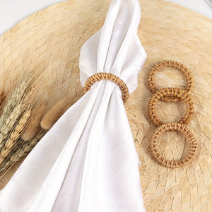 Natural Color Rattan Napkin Rings Spring Dining <b>Table</b> Decoration for <b>Kitchen</b> and Party Banquet Dinner Napkins Ring At Low Price - Product Image 4