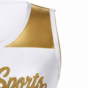 Maillot de cheerleading sans manches sublimé or blanc, tenue de sport athlétique pour l'entraînement et la compétition - Product Image 3