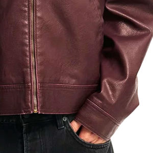 Stand Collar Style Full Zipper Design Customized 2026 Newest Design Adult Wear Unique Style <b>Men</b> Leather <b>Jackets</b> - Product Image 4