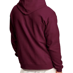 Sweat à capuche décontracté en molleton de coton uni avec fermeture éclair intégrale et poche kangourou, design personnalisé - Product Image 2