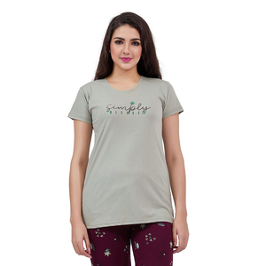 Conjunto de Pijama de Dos Piezas para Mujer, Talla Grande, 100% Algodón, Transpirable, Diseño Frontal Personalizable, Mangas Cortas - Product Image 5