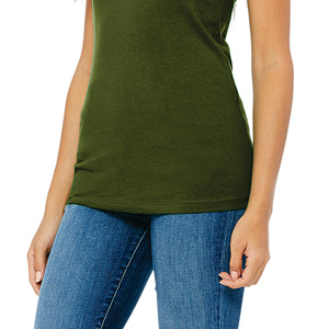 T-shirt d'été slim pour femme, basique uni, décontracté, col rond, manches courtes, en maille côtelée extensible - Product Image 5