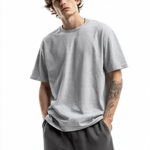 T-shirts Homme Oversize à Épaules Tombantes 100% Coton Lourd Streetwear Vierge Manches Courtes Col Rond - Product Image 2