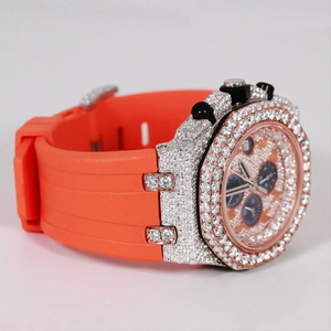 Reloj de Pulsera Cuadrado de Lujo para Hombre, Dos Tonos, con Diamantes Moissanite, Correa de Cuero de 20 mm, Esfera Digital con Fecha - Product Image 4