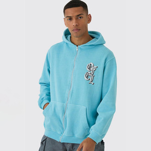 Nouveau sweat à capuche zippé surdimensionné personnalisé en coton 100% respirant, tissu French Terry 500GSM, avec logo, pour hommes, vente en gros - Product Image 1