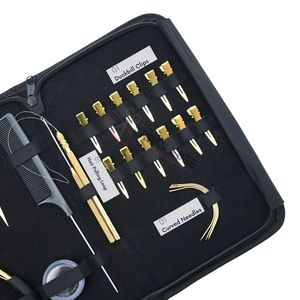 Professional Hair Extension Installation Kit Micro Ring Crimping Plier <b>Hook</b> & Loop Threader Curved Needles Rat Tail Comb <b>Clips</b> - Product Image 4