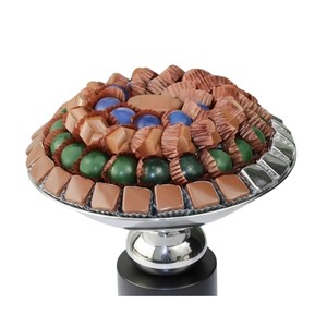 Bol à chocolat en métal martelé finition argent, design arabe moderne, haute qualité, plat de service décoratif pour desserts, idéal pour les fêtes - Product Image 4