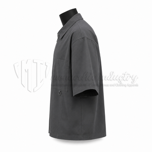 Chaqueta Gris de Manga Corta para Hombre, con Cierre, Estilo Casual, para Trabajo, con Bolsillos Tipo Cargo, Personalizable OEM ODM, Venta al Por Mayor - Product Image 5