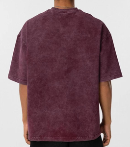 T-shirt formel oversize pour homme 100 % coton épais coupe classique col roulé logo sérigraphié devant délavé - Product Image 6