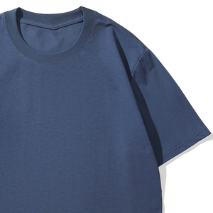 Camiseta de punto de manga corta para hombre, color azul real, cuello redondo, de secado rápido, corte regular, color sólido, informal. - Product Image 3
