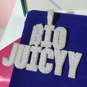 Big Dawg <b>Iced</b> <b>Out</b> Pendant Necklace 925 Silver Rope <b>Chain</b> Rhodium Plated Letter Charm for Men Unisex Gift - Product Image 3