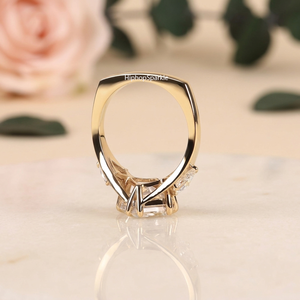 Luxury HIPHOP SPARKLE Gold Marquise Cut Bypass <b>Ring</b> Sculpted Split Shank Pave Moissanite Curves Elegant Modern <b>Statement</b> - Product Image 2