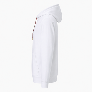 Sweat-shirt à capuche blanc uni personnalisé unisexe en mélange de coton avec poche kangourou - Product Image 2