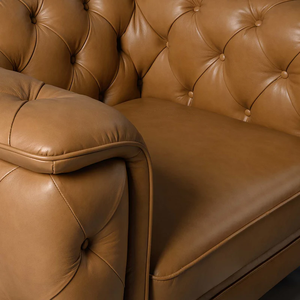 Sofá Chesterfield de Cuero Moderno de una Plaza, Color Marrón, con Mechones, Ecológico, para Exteriores, Hogar, Oficina, Hotel, Sillón - Product Image 5
