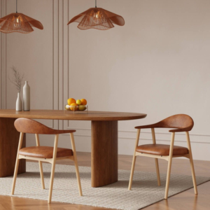 Échantillon Gratuit : Chaises de Salle à Manger en Bois à Dossier Haut avec Coussin en Tissu Doux et Chaises de Plage en Bois, Chaise de Salle à Manger en Bois Addi avec Accoudoirs - Product Image 2