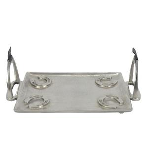 Bandeja de Servicio Metálica con Diseño de Bocado de Caballo, Bandejas Decorativas de Lujo con Asas de Estribo, Suministros para Restaurantes y Eventos - Product Image 6