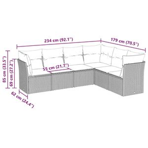 Set Divano da Giardino in Rattan PE Nero con Piedini Regolabili, Divani da Giardino con Piedini Regolabili - Product Image 3